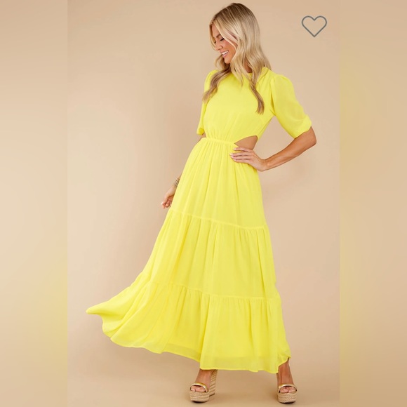 Red Dress Boutique Yellow Cutout Maxi Dress - Picture 4 of 8